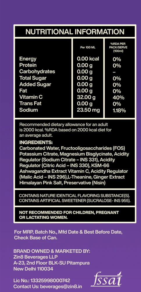 Nutritional information and ingredients from the IDLE Elderflower Spritz can